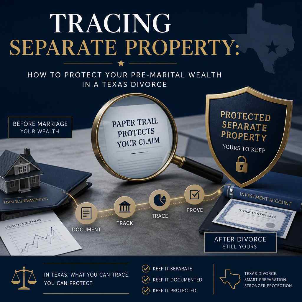 Our Dallas divorce litigation attorney discusses Tracing Separate Property and How To Protect Your Pre-Marital Wealth In A Texas Divorce.